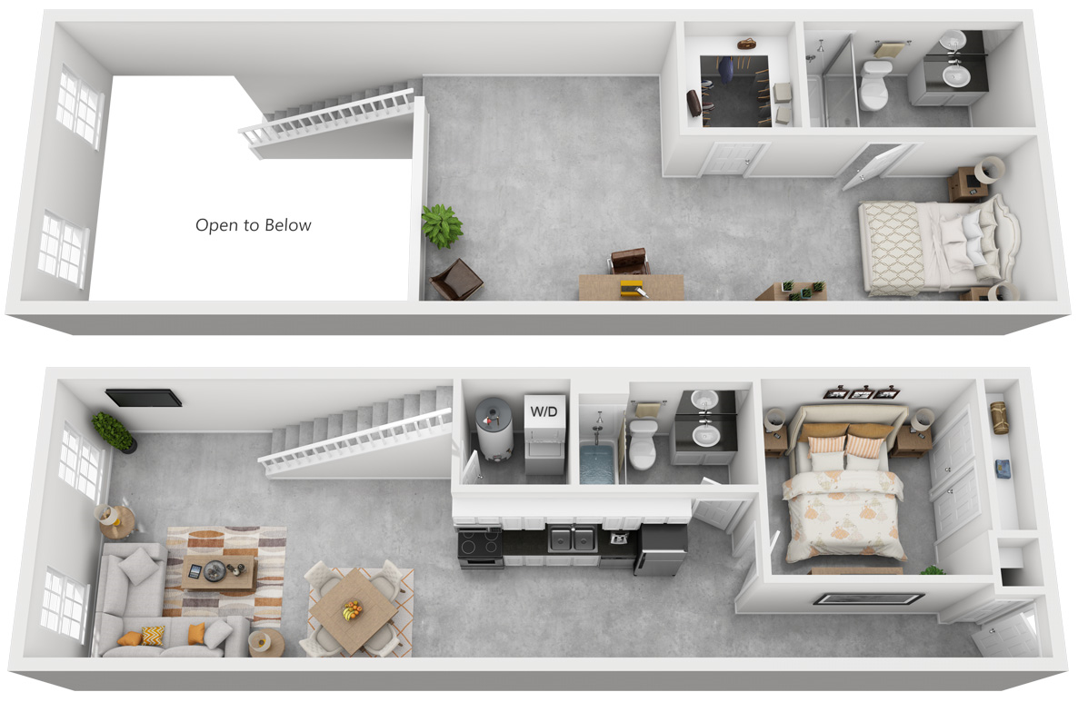 Floor plan for 2 beds, 2 baths, 1192 sqft